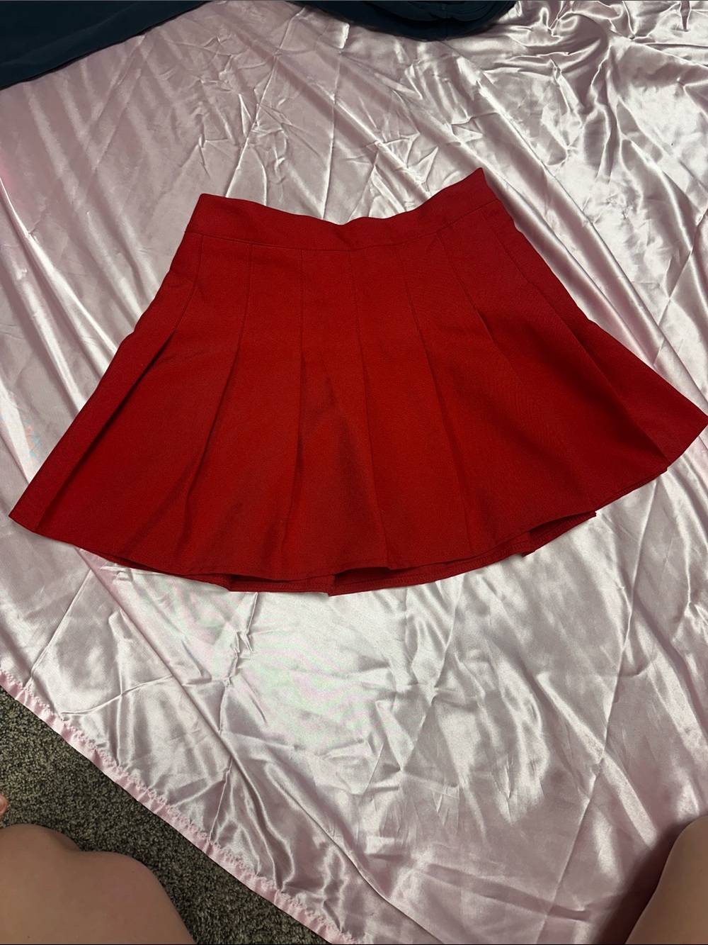 Red Pleated Women's Skirt